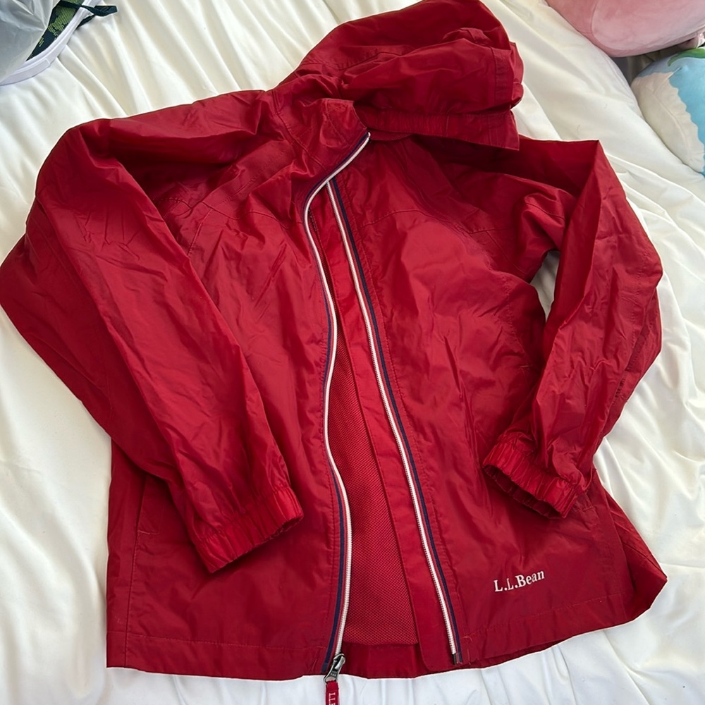 L.L bean red kids raincoat